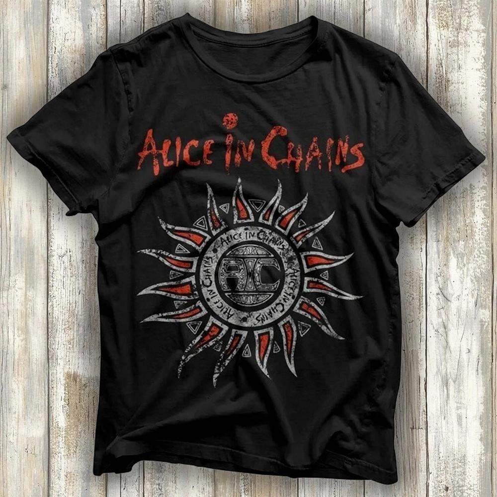 Alice in Chains Sun Logo TShirt Unisex Black Cotton T Shirt Size S5XL Unisex T-Shirt XXXL