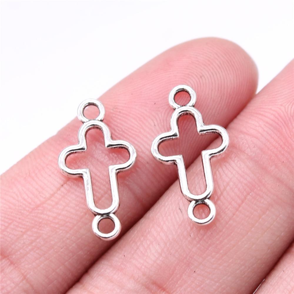 40pcs Tibetan Bronze Silver Color Pendants Antique Jewelry Making DIY Handmade Craft Small Cross Charms For Jewelry Making