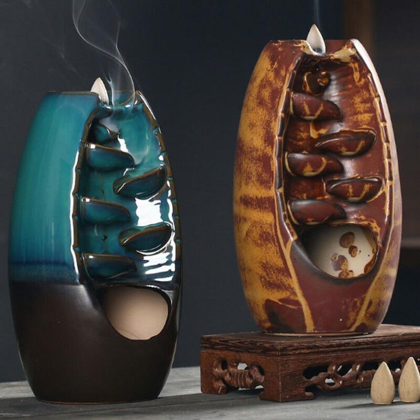 Buy Backflow Incense Burner Censer Ceramic Mountain Waterfall Smoke