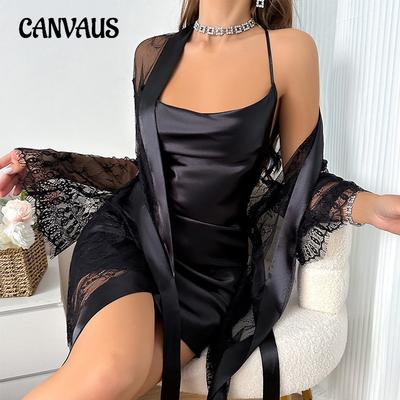 Women's New Sexy Mesh Lace Lace See Through Home Wear Pajamas Set