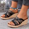 Roman Shoes Versatile Thick Soled Wedge Heel Cross Strap Height Increasing Casual Shoes Thick Soled Slippers