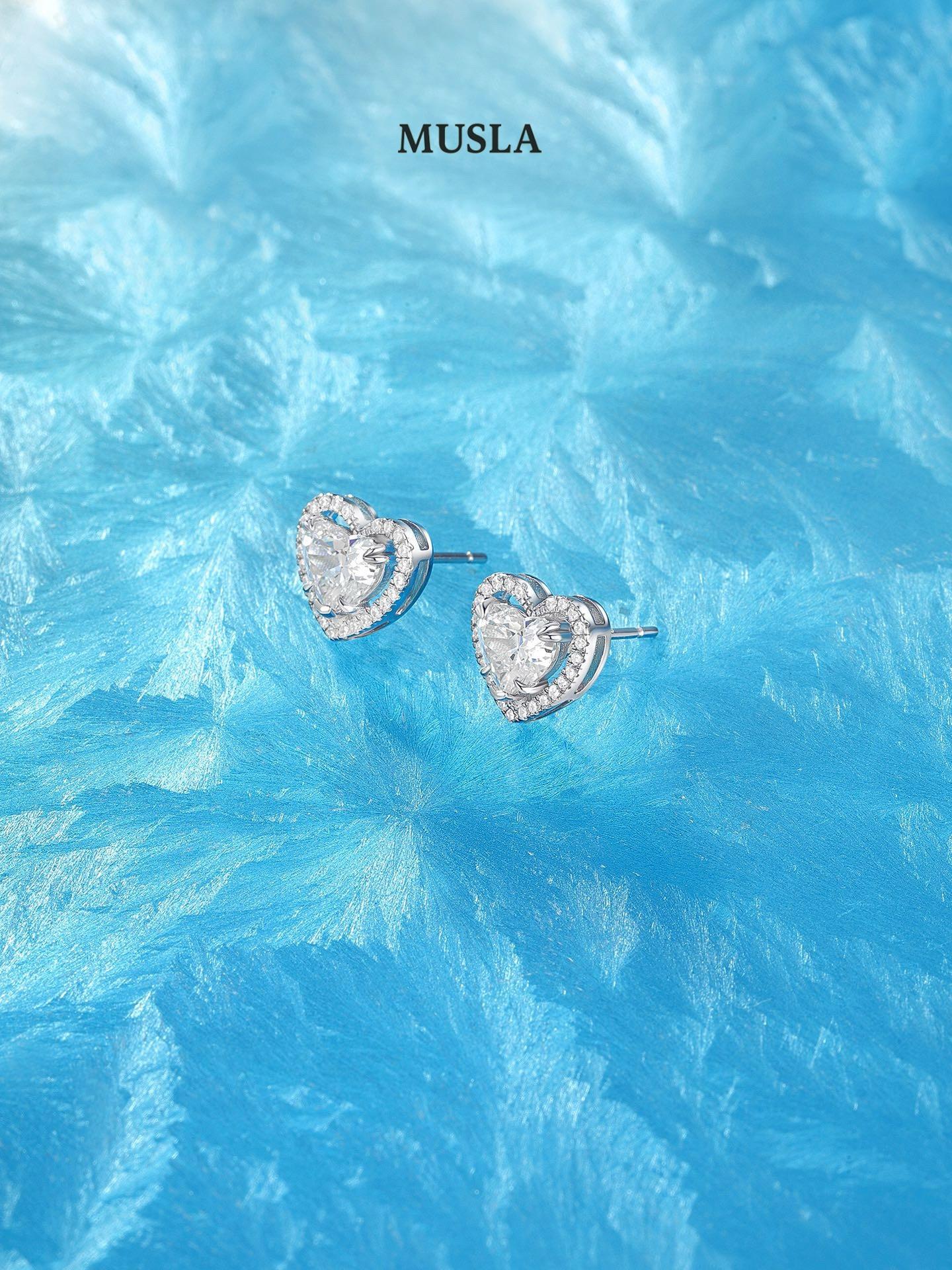 

Musla Design Ювелирные изделия для женщин Модные серьги-сердечки Серьги из стерлингового серебра 925 пробы Модные серьги-пусеты с цирконом