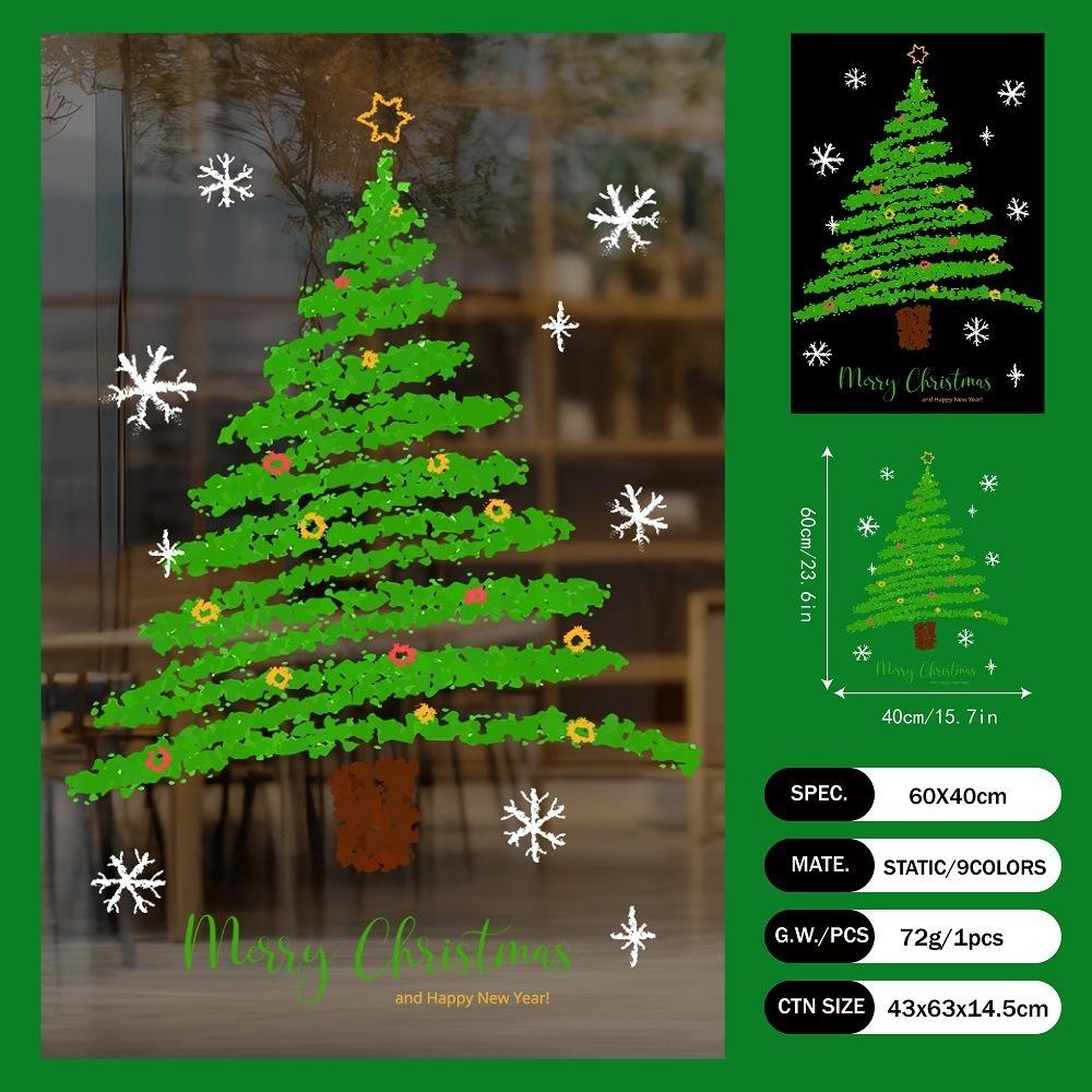 Santa PVC Christmas Window Stickers Reusable Electrostatic Xmas Wall Sticker Whole Sheet Christmas Window Decals Home Decor