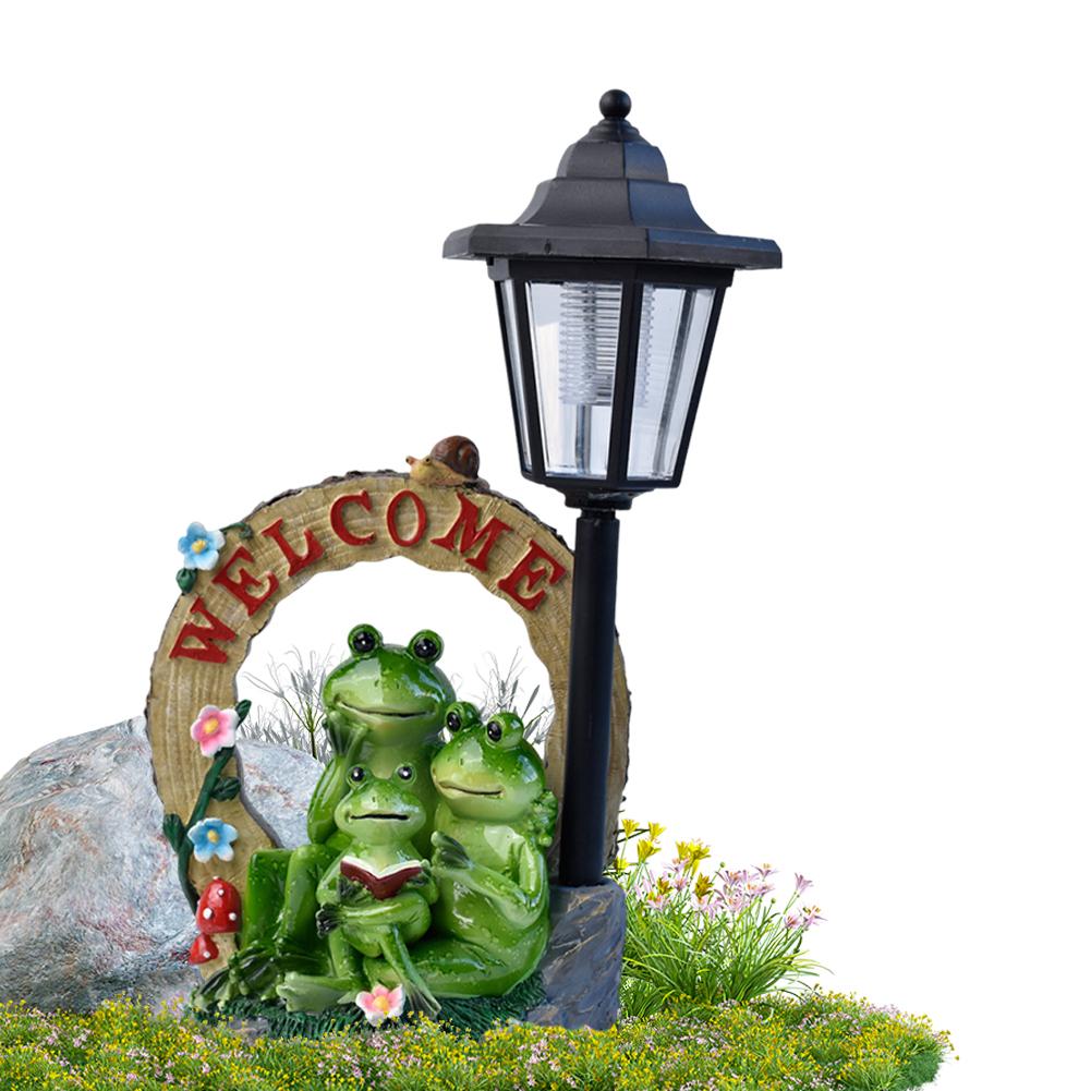 Solar Garden Statues Frog Garden Statue Resin Garden Family Frog Statue Frog Sculpture for Lawn Ornaments Patio Yard Decorations