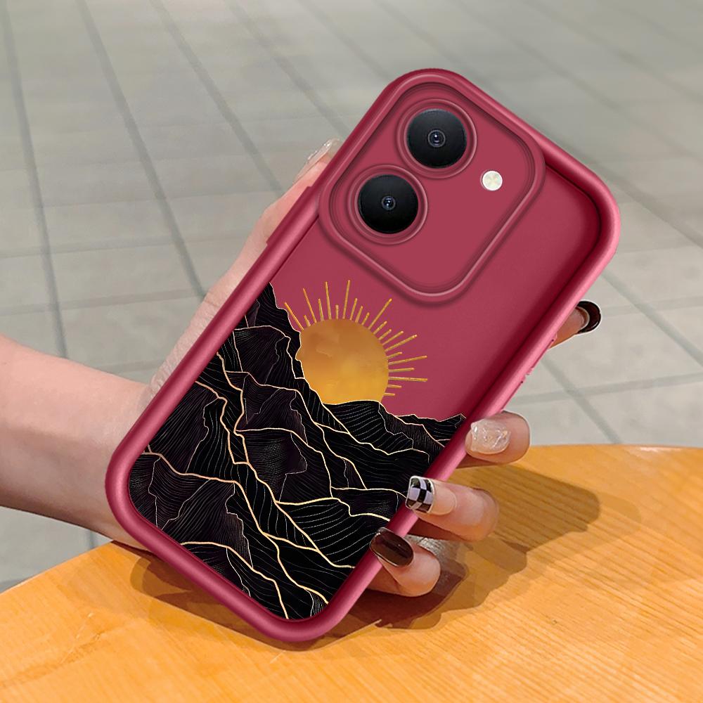 

Мягкий силиконовый квадратный чехол с рисунком лестницы для телефона, полное покрытие, противоударный защитный резиновый чехол для камеры для Vivo Vivo V9 темно-красного