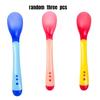 Baby 3Pcs/Set Flatware Feeding Spoon Safety Temperature Change Plastic Baby Spoons Toddler Flatware Small Toddlers Utensils