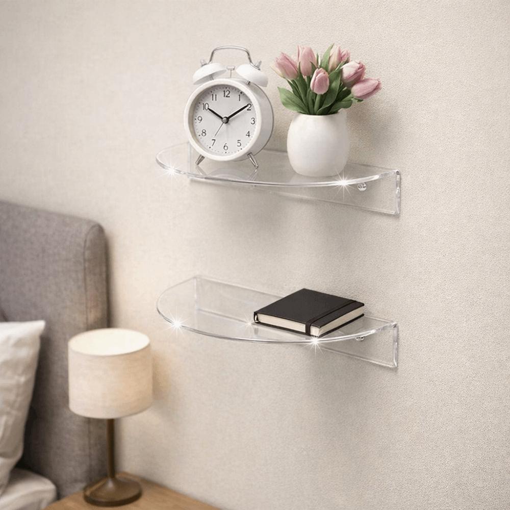 Minimalist Acrylic Floating Shelf Wall Mounted Transparent Wall Shelves  Book