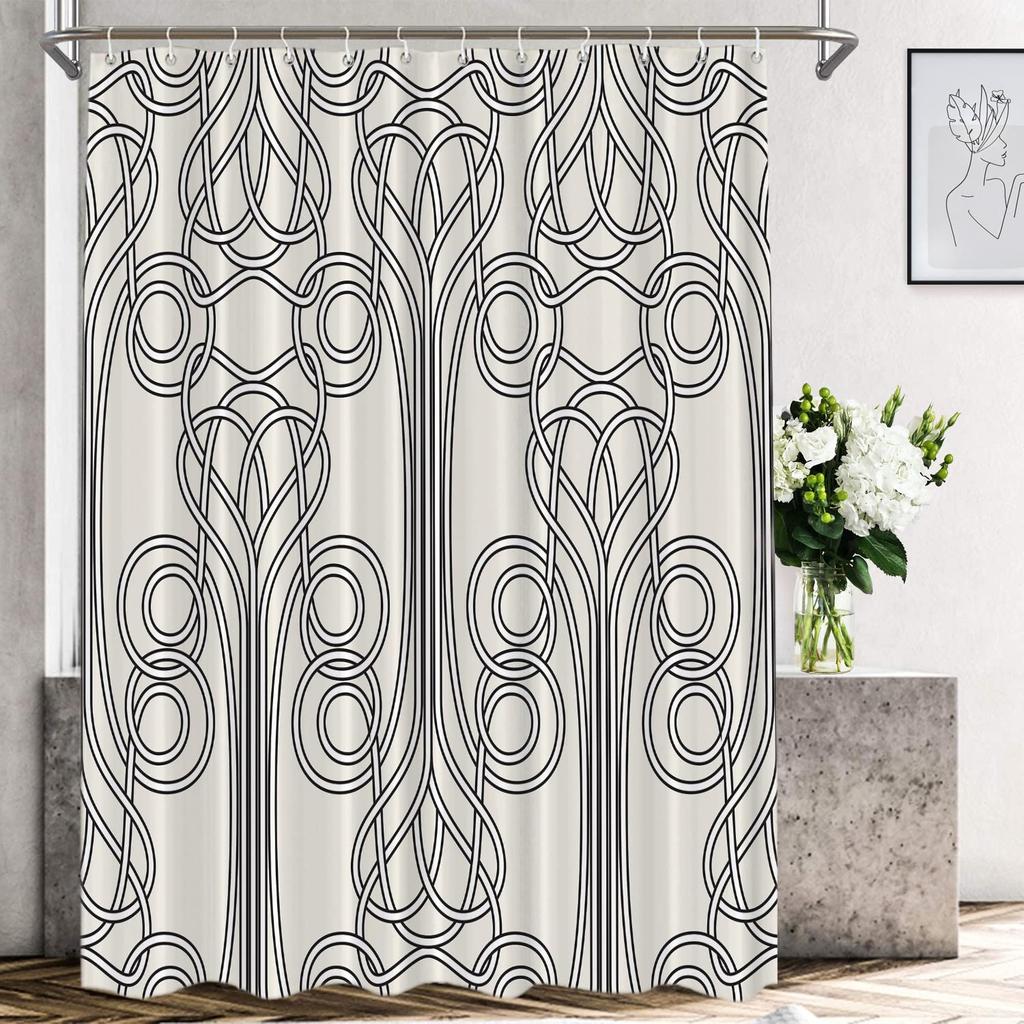 Jugendstil Dame Duschvorhang, Ästhetische Kunst Tageszeiten, Nachtruhe, Abendliche Träumerei, Morgendämmerung, Morgen erwachen Badezimmer-Set