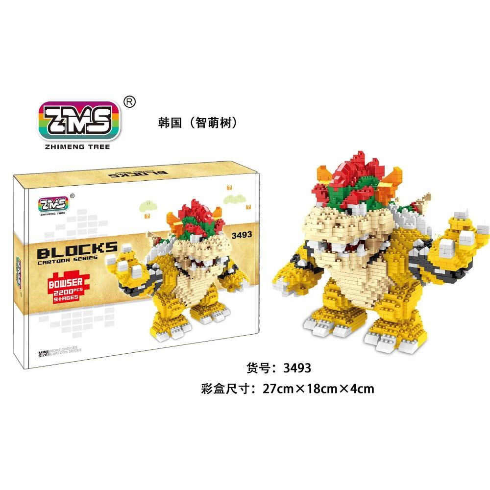 Super Mario Micro Building Blocks Princess Peach Bowser Yoshi Bros Figures DIY Assembly Mini Bricks Toys for Christmas Gift
