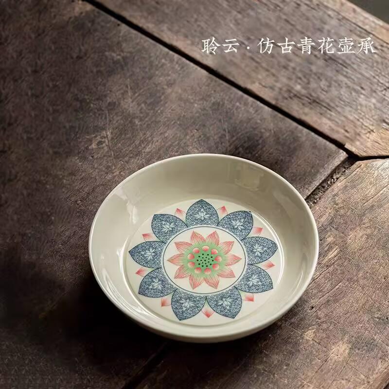 Lotus Sancai Gaiwan Blue And White Teacup Large Ceramic Kung Fu Tea Set Retro High-End Single Tea Bowl
