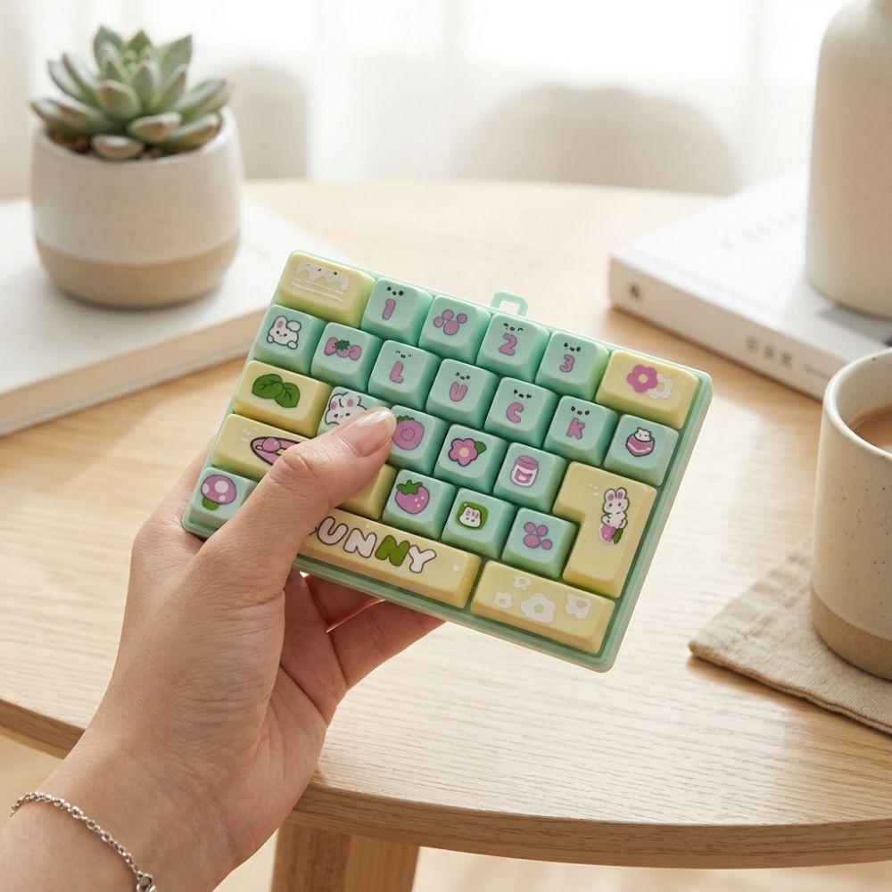 Squeeze Feel Keyboard Fidget Pendant Colorful Fingertip Button Key Ring Student Use