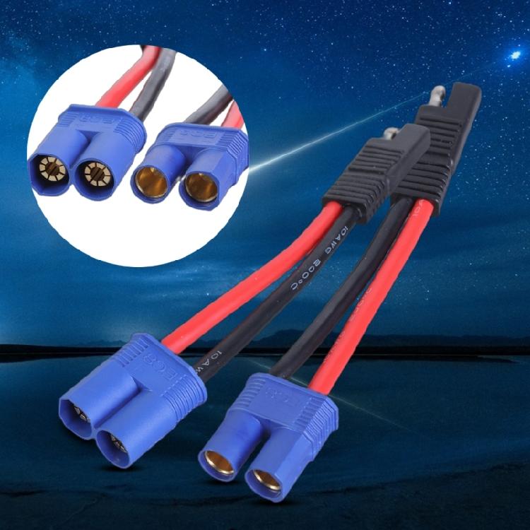 6.3inch EC8 to SAE Power Cable Line 10AWG Silicone Wire with Adapter for Car ESC Motor Solar Panel Battery Charger
