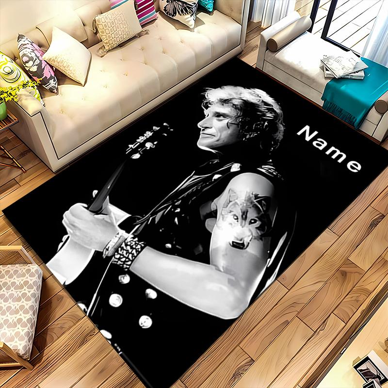 Custom personalization Johnny Hallyday Area Rug - Perfect For Kitchen, Bathroom,Laundry Room Decor Large Size Available,Gift All Seasons