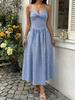 2026 Summer New European and American Women's Clothing Pastoral Temperament Plaid A Word Waist Pendulum Suspender Dress