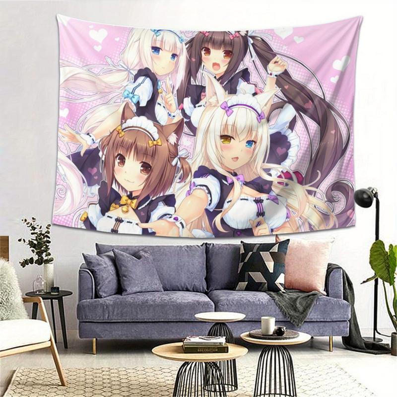 VIKAMA CatS Paradise All Maid Tapestry Anime Cute CatS Background Atmosphere Ins Style Room Decoration Home Decoration