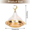 Metal Ramadan Tray with Clear Dome Acrylic Lid Mini Cake Candy Tray Reusable Dessert Tray Round Food Storage Organizer for Nuts