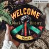 2D Flat, Black History Month Wall Sign - Vintage Fist & Pan-African Flag Metal Wall Art, Perfect for Home Decor, Kitchen, Porch Decoration, School