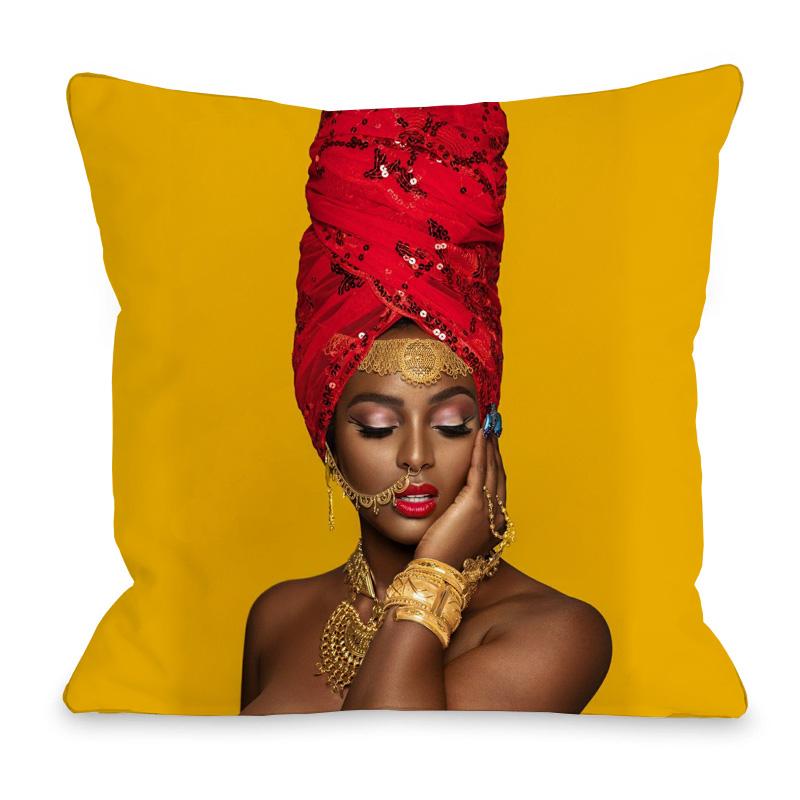 Home Decor Fashion Afro Black Women Girls Sofa Pillowcases Bedroom Living Room Decor Cushion Covers