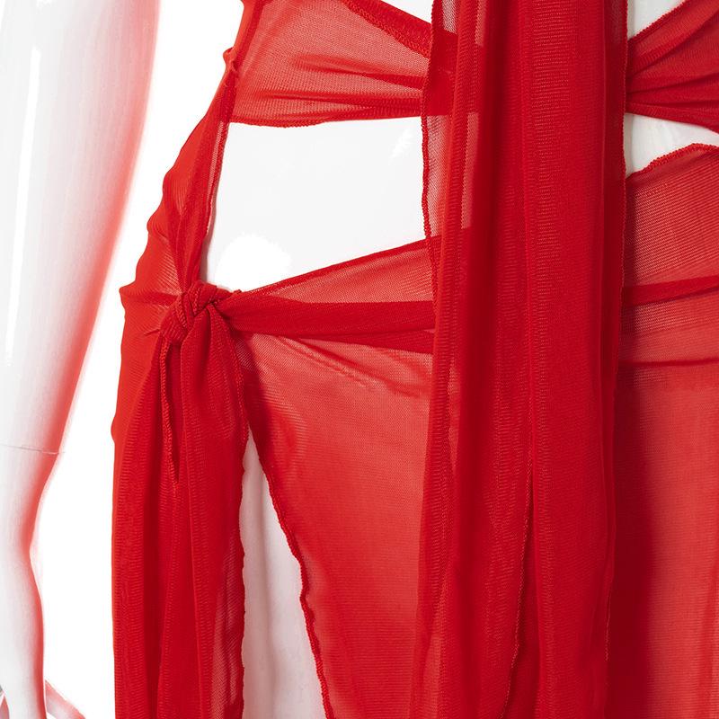 M21DS261 Frühling/Sommer 2023 Europäisch-Amerikanisches Damen Sexy Durchsichtiges Netz Rückenfreies Enganliegendes Kleid