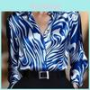 Leopard Print Shirt For Women With Satin Fabric And Asymmetric Style For Casual Autumn Wear