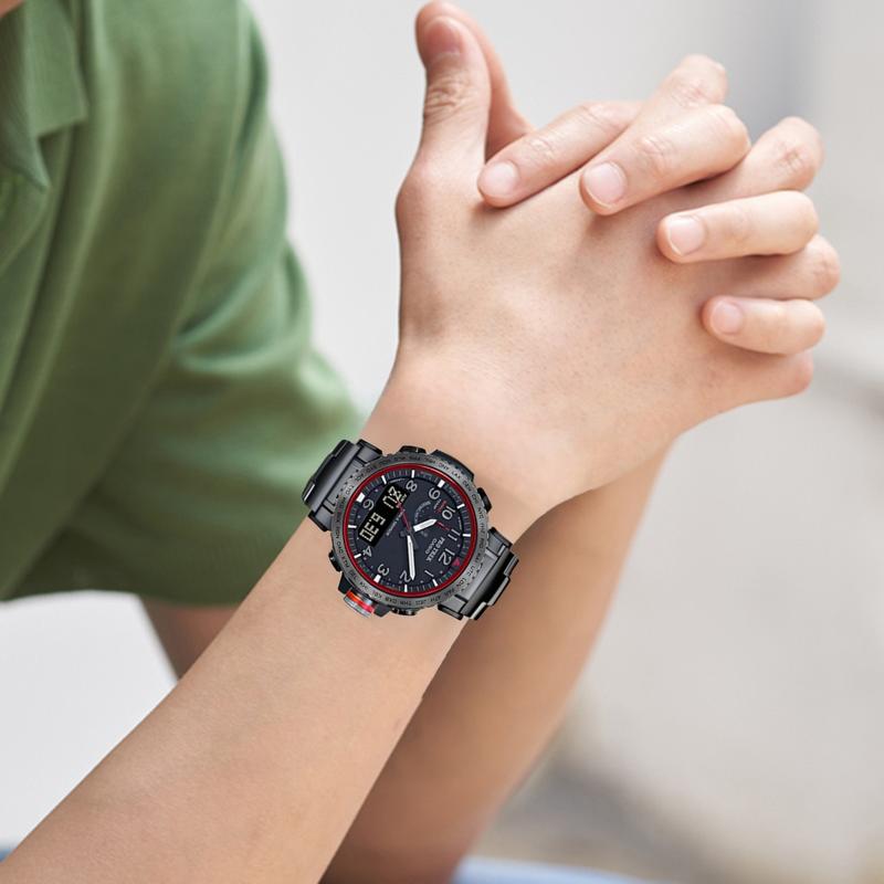 Casio PRO TREK Series - Disc dual display, flame waterfall design, outdoor mountaineering solar powered smart watch, quartz movement, PRW-50YT-1PR