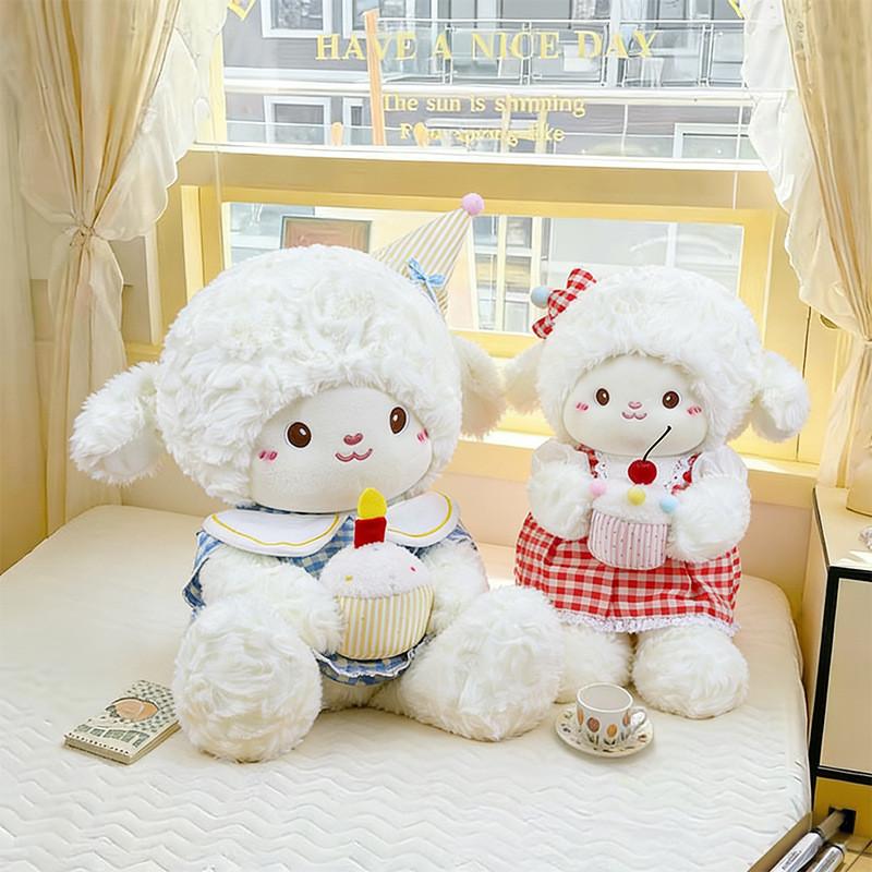 Cartoon Lamb Plush Toy With Pp Cotton Filling For Girls And Kids