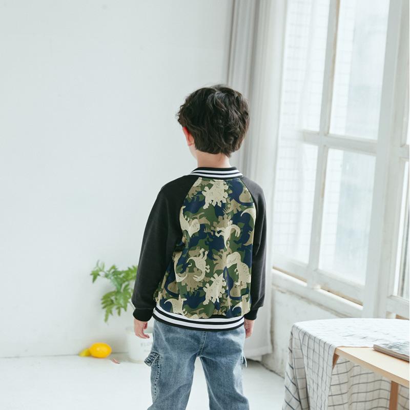 Spring and Autumn Men and Girls Fashionable Cute Printing Color Collision Jacket Children Splicing Jacket Baby Cardigan