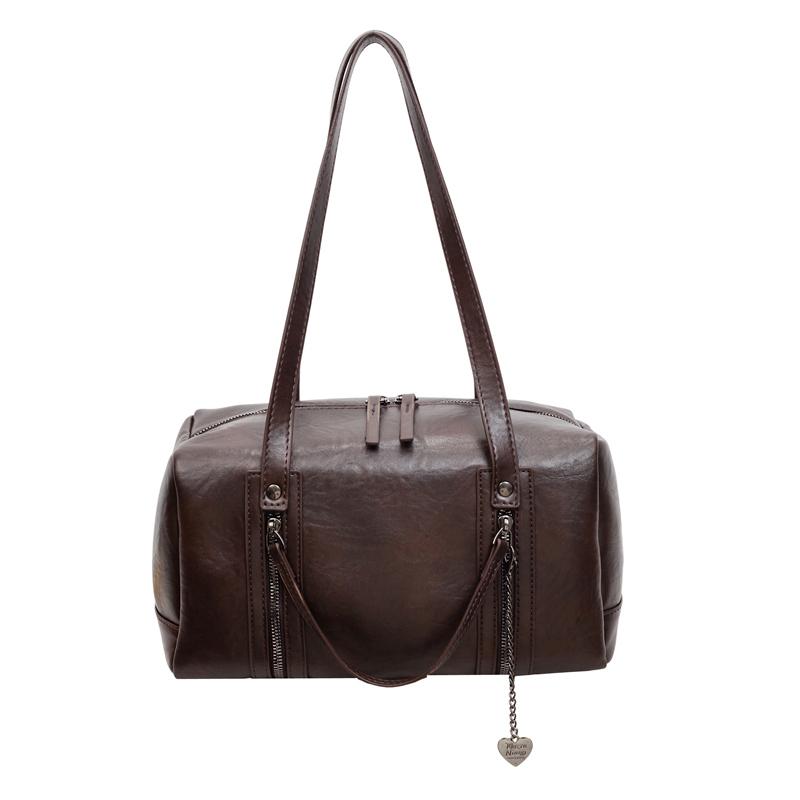 Женская Повседневная Сумка-тоут из Искусственной Кожи с Деталями на Молнии и Цепочке Большая Вместимость Минималистичная Повседневная Сумка для Поездок на Работу Путешествий Ежедневного Использования Легкая Прочная Стильная 30 16 16 cm кофейный 1690₽