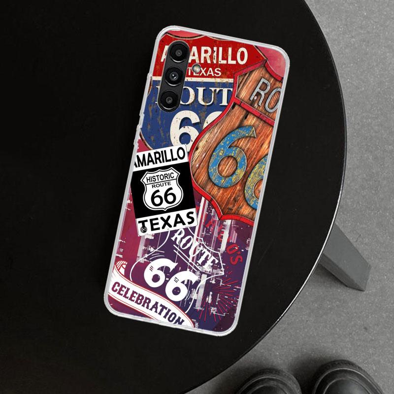 America Route 66 Phone Case Cover for Samsung Galaxy A17 A16 A26 A36 A56 A57 A37 A15 A25 A35 A55 A14 A24 A34 A54 A13 A23 A33 A53