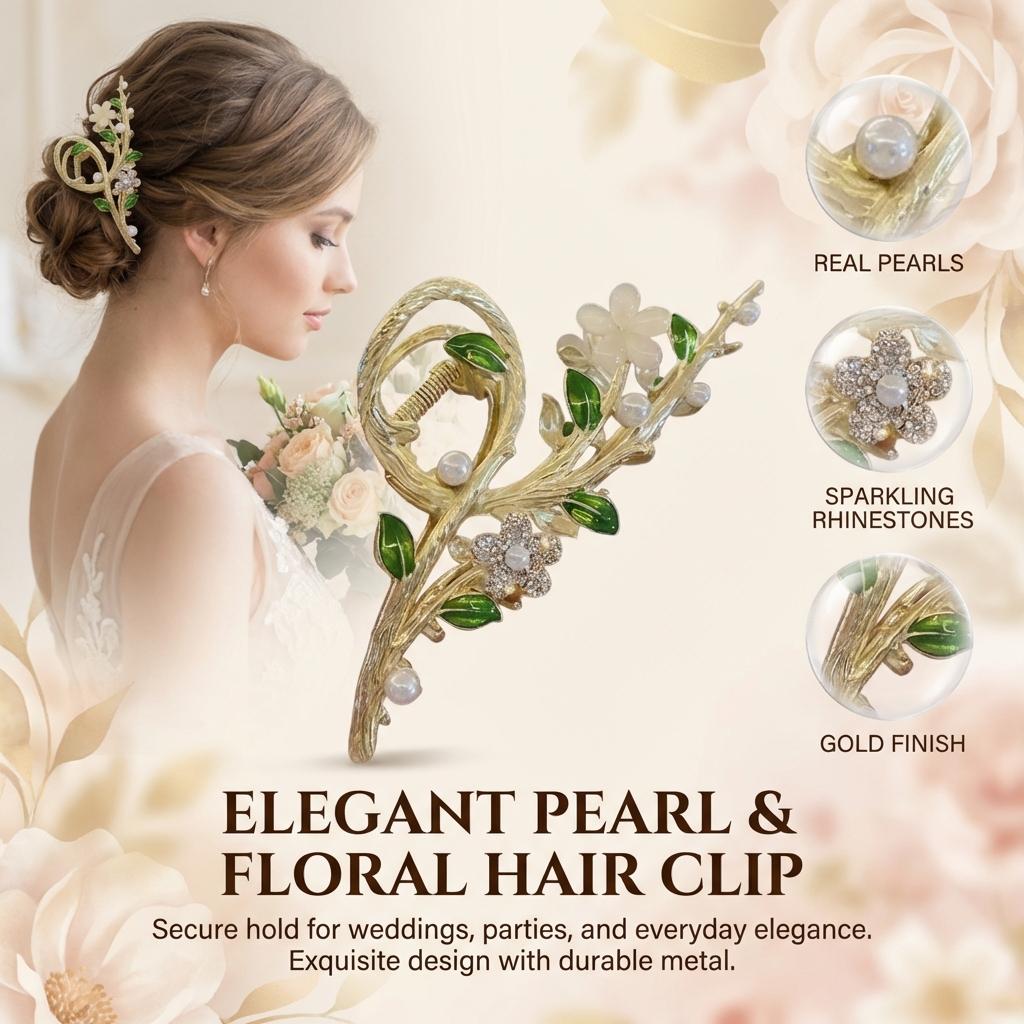 Floral Hair Clips for Women Elegant Flower Design Grip Hair Accessories for Wedding Party Daily Use