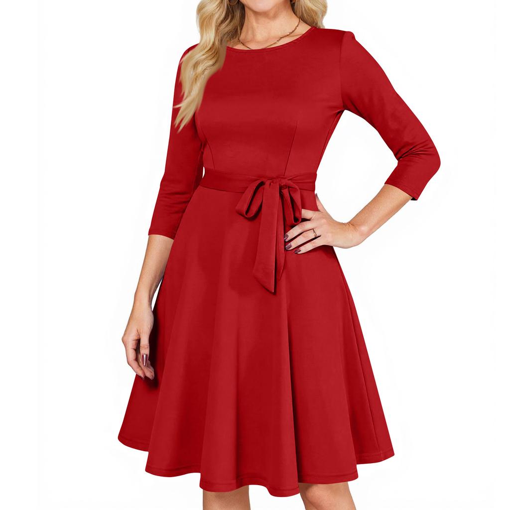 Women's Cocktail Dresses 3/4 Sleeve Vintage Wedding Guest Dress