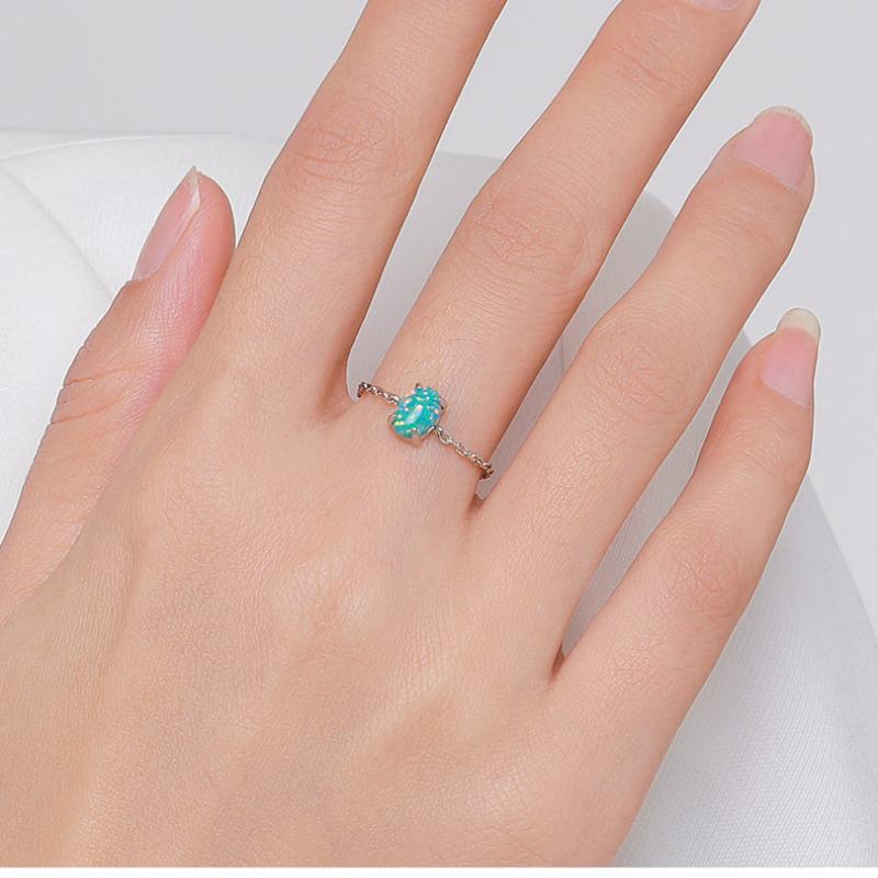 Tancise Classic 925 Sterling Silver Opal Ring Ladies Jewelry Wedding Promise Party Gift