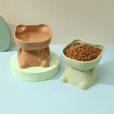 Support bol chat visage ours animal de compagnie bol haut bol chat anti-renversement bol riz chat fournitures pour animaux de compagnie