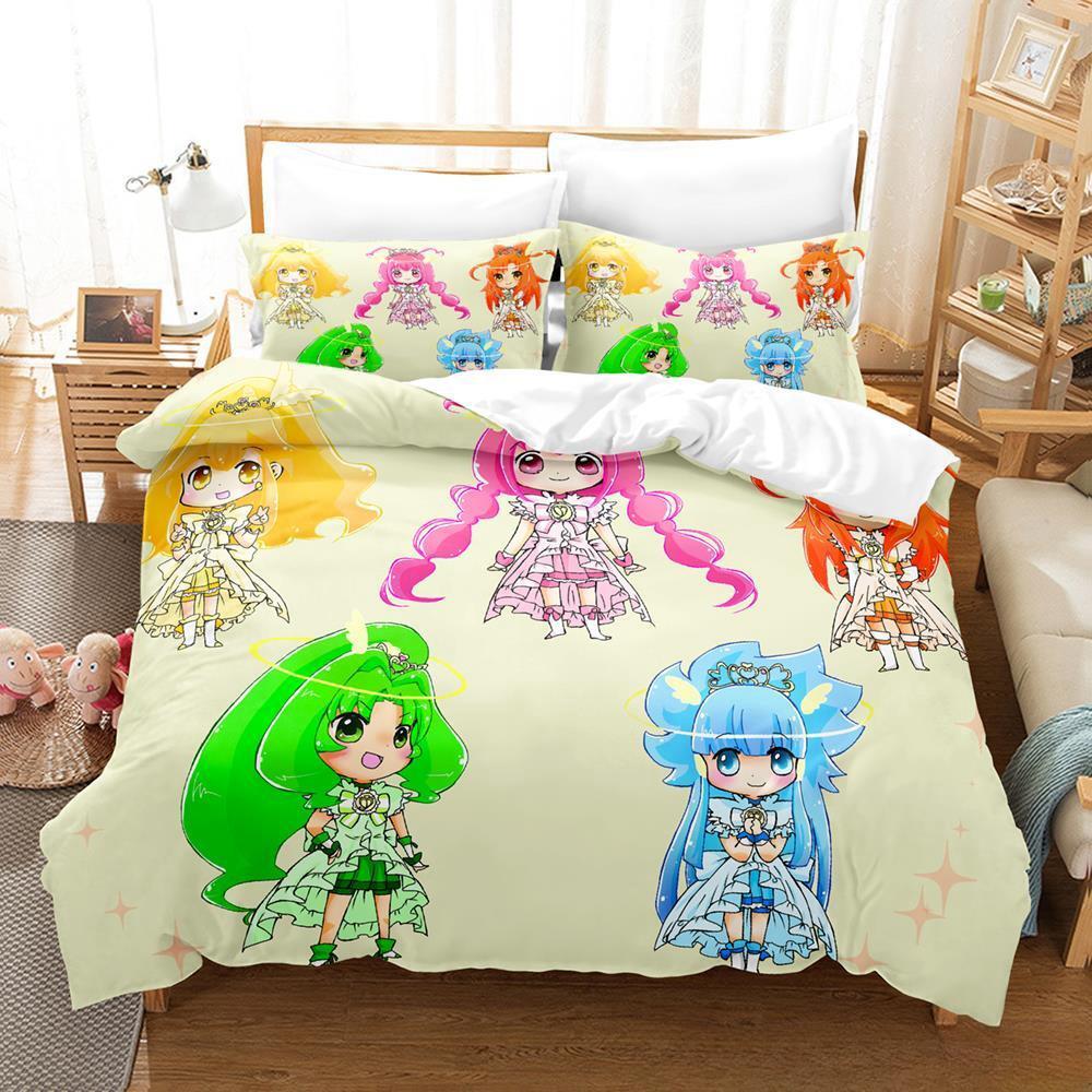 Smile PreCure! Bedding Set Single Twin Full Queen King Size Bed Set Adult Kid Bedroom Duvet Cover Sets 3D Print Kawaii Anime Bed