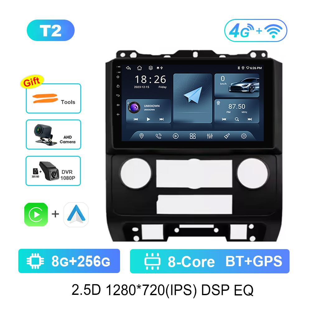 9 '' Car Video Multimedia Player DSP Stereo for Ford Escape 2007 - 2012 Carplay Android OS WiFi GPS 4G Bluetooth Split Screen