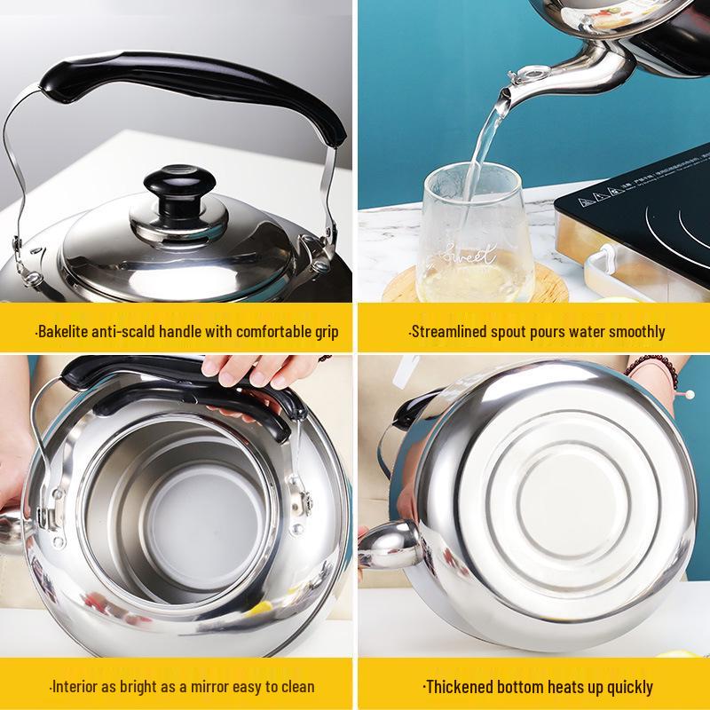 Thickened Large Capacity 304 Stainless Steel Gas & Induction Kettle