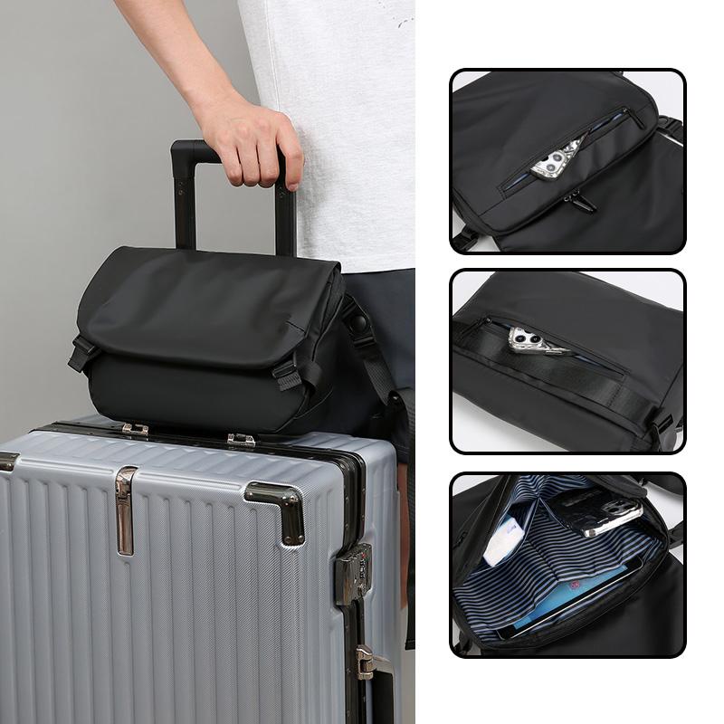 Men's Fashion Waterproof Crossbody Shoulder Bag Lightweight Large Capacity Casual PU Messenger Bag