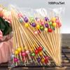 50/100Pcs Disposable Christmas Fruit Picks Santa Claus Fruit Salad Bamboo Sticks  Dessert