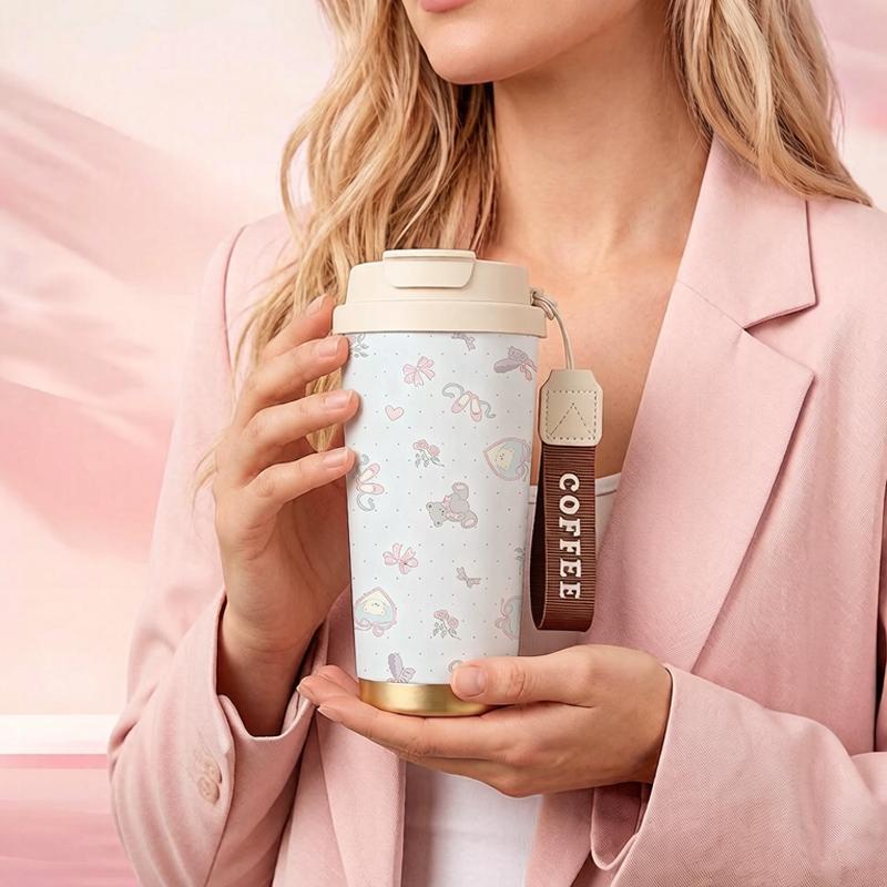 532ml Coffee Mug Bear Ballet Shoe Element Lanyard Insulated Cup Gift Cup Beach Cup Lightweight Cup Heat Proof Travel Cup 532ml Coffee Mug