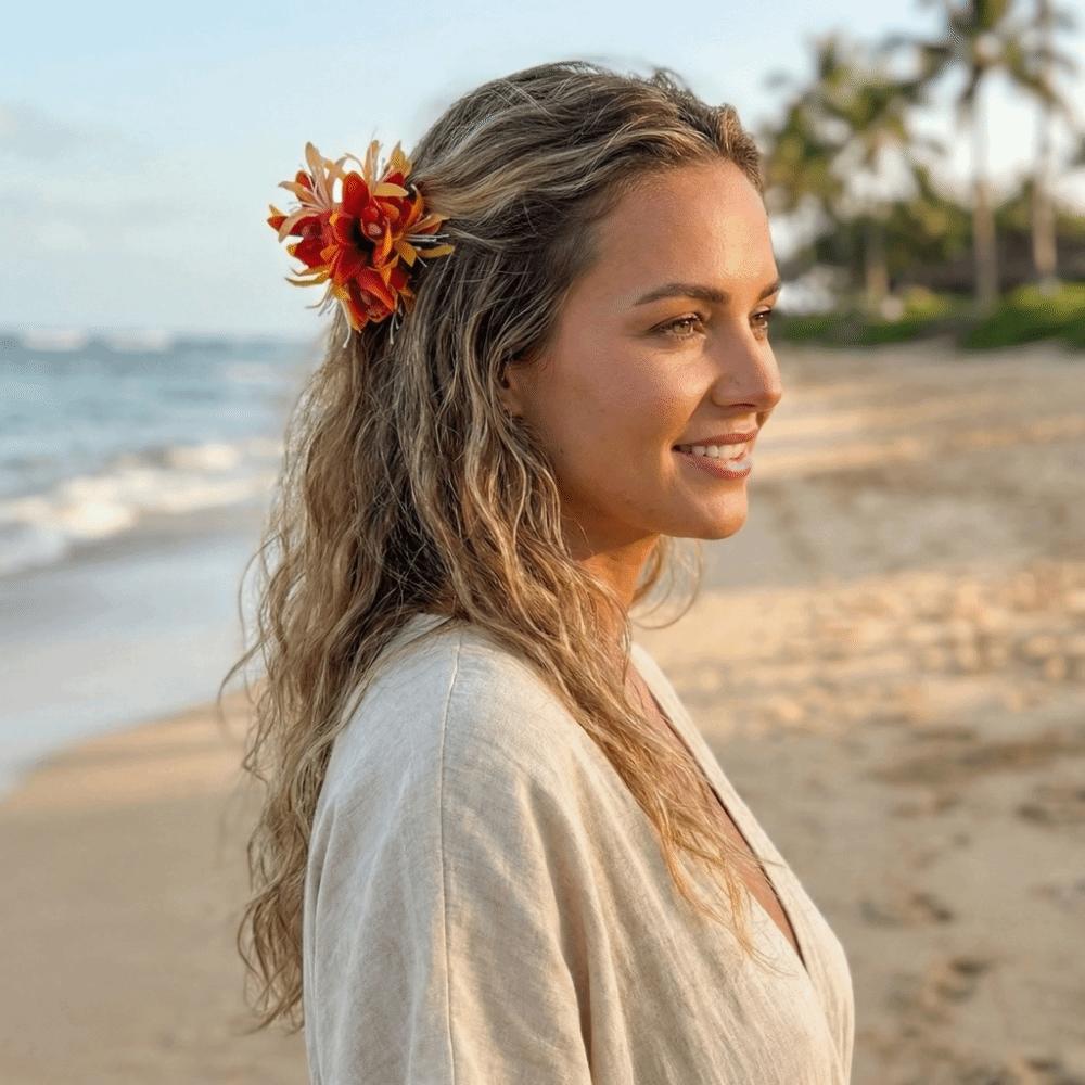 Vintage Flower Hair Clip Fabric Flower Hawaiian Duckbill Clip New Floral Hair Accessory  Wedding