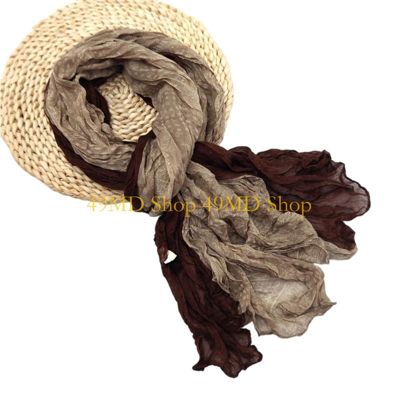 49MD Fashion Crinkled Scarf Stylish Layering Neckwear Polyester Long Scarf For Women