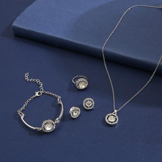 4Pcs/Set Necklace Earrings Ring Bracelet Hollow Out Heart Pendant Jewelry Korean Style Simple Jewelry Set for Daily Wear