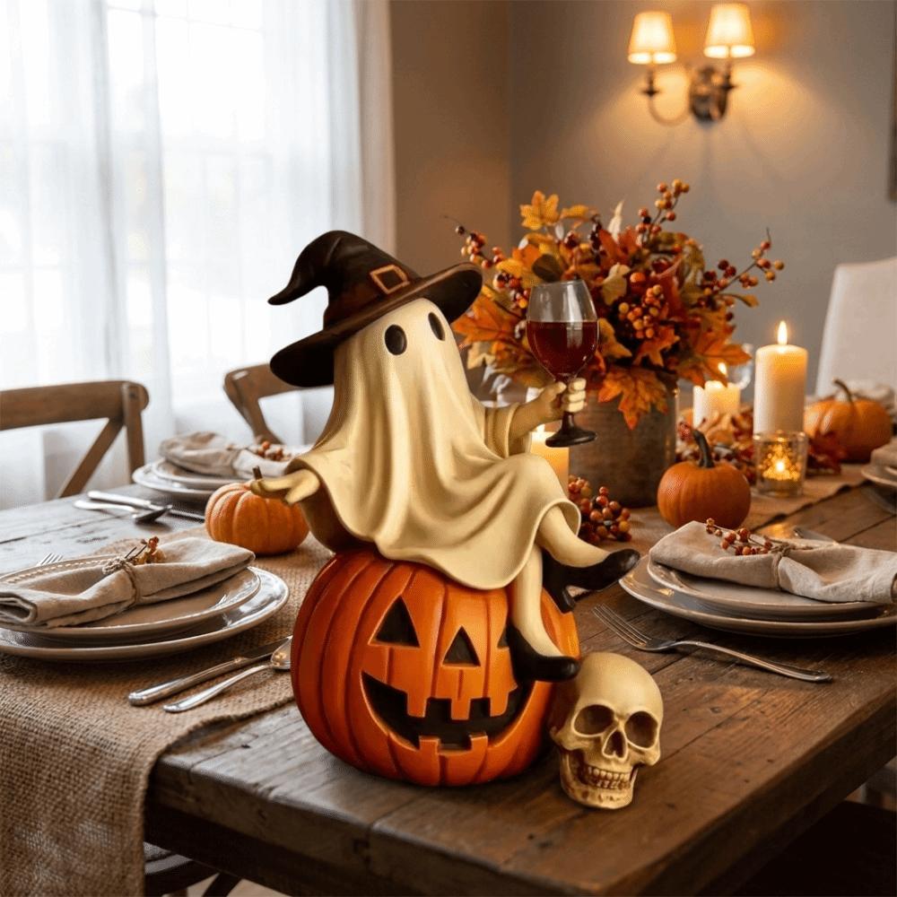 Cartoon Witch Statue Spooky Tabletop Figurine Creative Bar Tabletop Resin Ornament Living Room