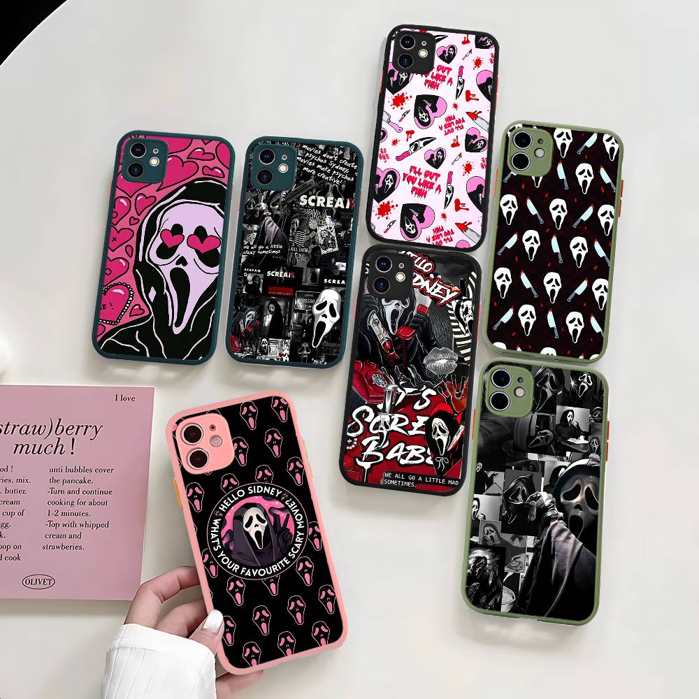 Ghost Face Art Scream Phone Case For IPhone 16 15 14 Plus 15 13 12 11 Pro Max X XS MAX Matte Cover