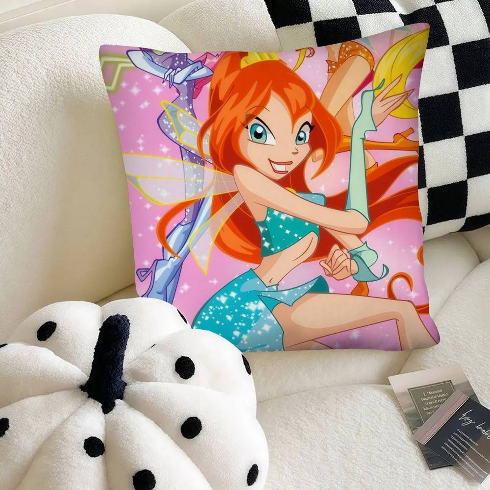 Sending Children Cute GirlS Cartoon W-Winx Pillow Case Square Pillow Bedroom Sofa Leisure Comfort Cushion Car Home Decoration