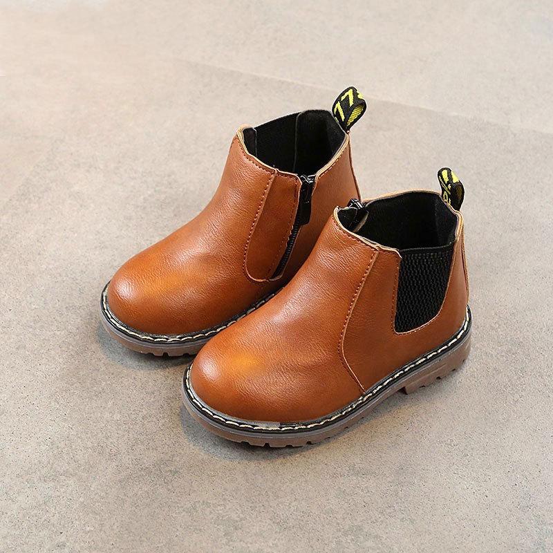 Martin-Stiefel für Kinder: 2025 Herbst/Winter, Schwarze Kurzstiefel im koreanischen Stil für Mädchen und Jungen, Britischer Stil, Weiche Sohle.