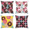 Donut Print Pillowcase Home Bedroom Living Room Sofa Cushion Cover 45x45cm Peach Skin Pillowcase