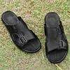 Summer Men Casual Leather Outdoor Slippers Plus Size 46 Designer Soft Bottom Beach Slippers Flats 2025 New Walking Shoes