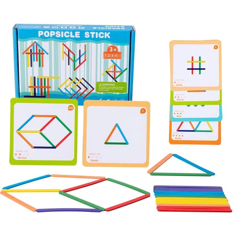 

Montessori Toy Kids Sensory Logical Thinking Challenge Table Game Rainbow Stick Puzzle Children Educational Wooden Toy For Child