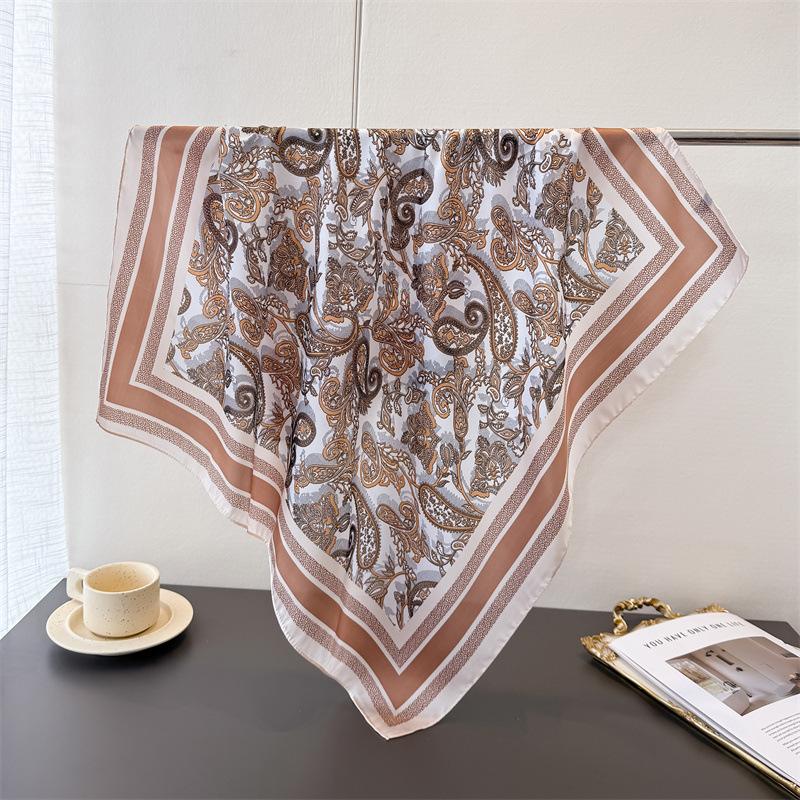 Cashew Print Imitation Silk Scarf Square Scarf High-End Shawl Versatile Neck Small Square Scarf Headscarf Scarf Women